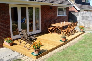 The finished decking in use